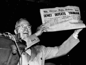 Truman Waving "Dewey Defeats Truman" Headline